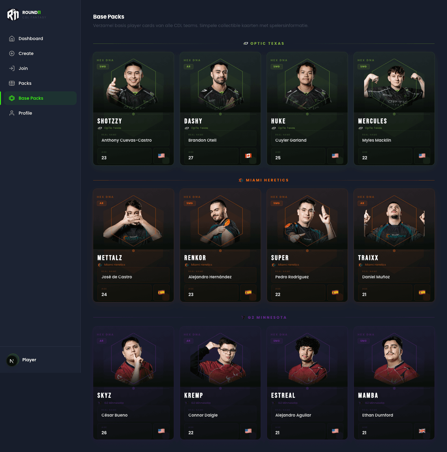 Base Packs - Player Cards