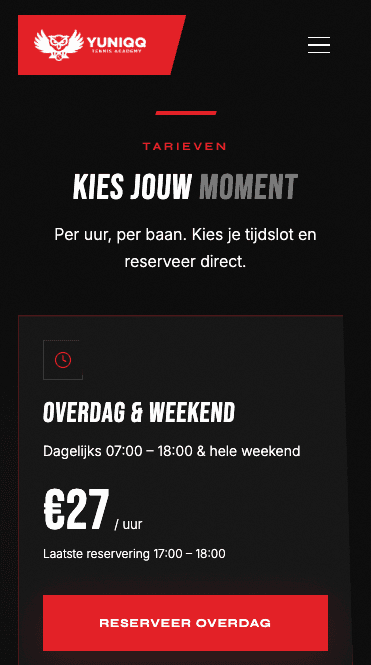 YuniQQ mobiel, tennishal
